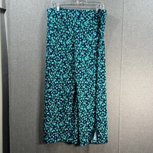 Isaac Mizrahi Live! Regular Printed Pebble Knit Wide Leg Crop Royal Navy, Medium